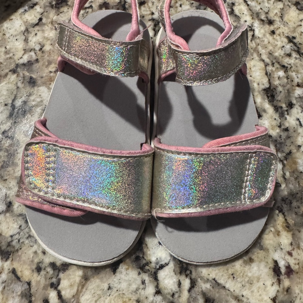 See Kai Run Silver Pink Sandals with Velcro Straps